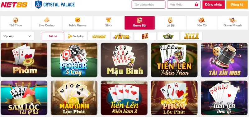 Game bài Net88 đa dạng mức cược